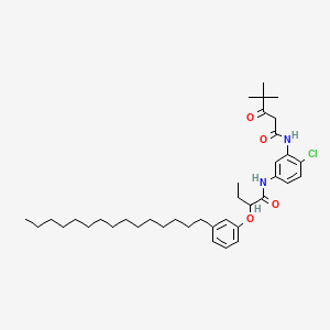 molecular formula C38H57ClN2O4 B13758462 N-[2-Chloro-5-[[1-oxo-2-(3-pentadecylphenoxy)butyl]amino]phenyl]-4,4-dimethyl-3-oxovaleramide CAS No. 63133-80-2