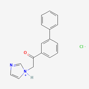 molecular formula C17H15ClN2O B13758473 N-((3-Phenylbenzoyl)methyl)imidazole hydrochloride hemihydrate CAS No. 77234-75-4