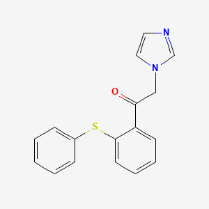 molecular formula C17H14N2OS B13758495 Acetophenone, 2-(1-imidazolyl)-2'-(phenylthio)- CAS No. 73932-17-9
