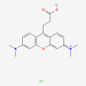 molecular formula C20H23ClN2O3 B13758521 Xanthylium, 9-(2-carboxyethyl)-3,6-bis(dimethylamino)-, chloride CAS No. 2509-06-0