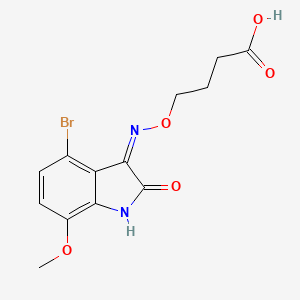 molecular formula C13H13BrN2O5 B13758546 4-[(Z)-(4-bromo-7-methoxy-2-oxo-1H-indol-3-ylidene)amino]oxybutanoic acid 