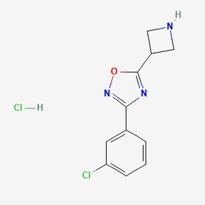 molecular formula C11H11Cl2N3O B1375869 5-Azetidin-3-yl-3-(3-chlorophenyl)-1,2,4-oxadiazole hydrochloride CAS No. 1351647-27-2