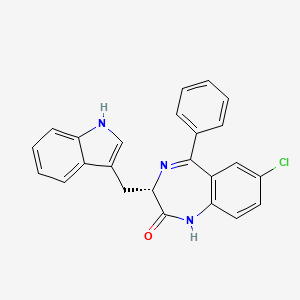 molecular formula C24H18ClN3O B13758890 2H-1,4-Benzodiazepin-2-one, 1,3-dihydro-7-chloro-3-(1H-indol-3-ylmethyl)-5-phenyl-, (S)- CAS No. 50691-94-6