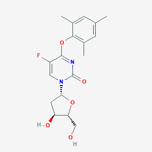 molecular formula C18H21FN2O5 B137589 5-Fluoro-1-[(2R,4S,5R)-4-hydroxy-5-(hydroxymethyl)oxolan-2-yl]-4-(2,4,6-trimethylphenoxy)pyrimidin-2-one CAS No. 141120-63-0