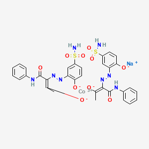 molecular formula C32H28CoN8NaO10S2 B13758904 Sodium bis(2-((5-(aminosulphonyl)-2-hydroxyphenyl)azo)-3-oxo-N-phenylbutyramidato(2-))cobaltate(1-) CAS No. 72496-88-9