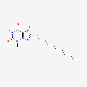 molecular formula C17H28N4O2S B13758940 Theophylline, 8-(decylthio)- CAS No. 25837-29-0