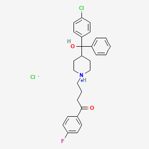 molecular formula C28H30Cl2FNO2 B13759257 Butyrophenone, 4-(4-(p-chloro-alpha-hydroxy-alpha-phenylbenzyl)piperidino)-4'-fluoro-, hydrochloride CAS No. 57257-41-7