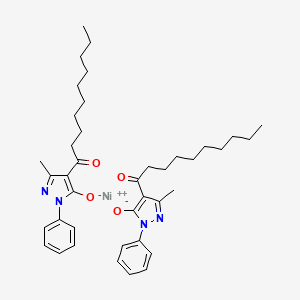 molecular formula C40H54N4NiO4 B13759324 bis(4-decanoyl-5-methyl-2-phenylpyrazol-1-id-3-one);nickel(2+) CAS No. 56557-00-7