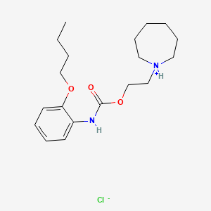 molecular formula C19H31ClN2O3 B13759349 Carbanilic acid, o-butoxy-, 2-(hexahydro-1H-azepin-1-yl)ethyl ester, hydrochloride CAS No. 60558-08-9
