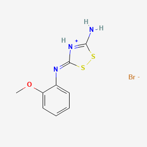 molecular formula C9H10BrN3OS2 B13759370 5-(2-methoxyphenyl)imino-1,2,4-dithiazol-4-ium-3-amine;bromide CAS No. 57494-93-6