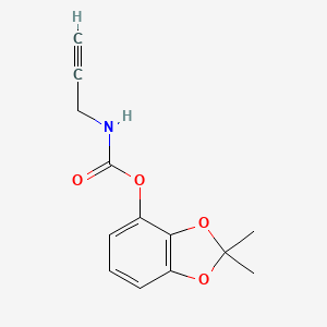 molecular formula C13H13NO4 B13759409 Carbamic acid, 2-propynyl-, 2,2-dimethyl-1,3-benzodioxol-4-YL ester CAS No. 22791-25-9