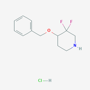molecular formula C12H16ClF2NO B1375951 4-(Benzyloxy)-3,3-difluoropiperidine hydrochloride CAS No. 1416440-29-3