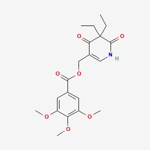 molecular formula C20H25NO7 B13759611 Benzoic acid, 3,4,5-trimethoxy-, (1,4,5,6-tetrahydro-5,5-diethyl-4,6-dioxo-3-pyridinyl)methyl ester CAS No. 55798-57-7