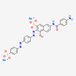 molecular formula C29H20N6Na2O8S2 B13759683 Disodium 7-((4-aminobenzoyl)amino)-4-hydroxy-3-((4-((4-sulphonatophenyl)azo)phenyl)azo)naphthalene-2-sulphonate CAS No. 5938-85-2