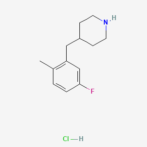 molecular formula C13H19ClFN B13759786 4-[(5-Fluoro-2-methylphenyl)methyl]piperidine--hydrogen chloride (1/1) CAS No. 1172405-87-6