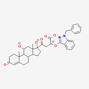 molecular formula C37H41N2O7- B13759789 2-(1-benzylindazol-3-yl)oxy-4-(11,17-dihydroxy-10,13-dimethyl-3-oxo-2,6,7,8,9,11,12,14,15,16-decahydro-1H-cyclopenta[a]phenanthren-17-yl)-4-oxobutanoate 