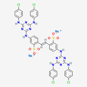 molecular formula C44H30Cl4N12Na2O6S2 B13759895 Disodium 4,4'-bis((4,6-bis(p-chloroanilino)-1,3,5-triazin-2-yl)amino)stilbene-2,2'-disulphonate CAS No. 23729-34-2