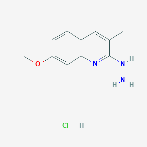 molecular formula C11H14ClN3O B13759926 2-Hydrazino-7-methoxy-3-methylquinoline hydrochloride CAS No. 1170811-18-3