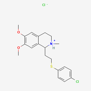 molecular formula C20H25Cl2NO2S B13760003 1-(2-((4-Chlorophenyl)thio)ethyl)-6,7-dimethoxy-2-methyl-1,2,3,4-tetrahydroisoquinoline hydrochloride CAS No. 22309-29-1
