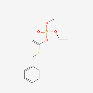 molecular formula C13H19O4PS B13760075 Phosphoric acid, diethyl 1-((phenylmethyl)thio)ethenyl ester CAS No. 2595-51-9