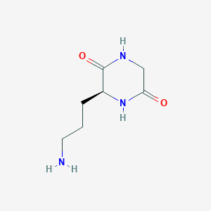 molecular formula C7H13N3O2 B13760303 (3S)-3-(3-Aminopropyl)piperazine-2,5-dione CAS No. 74838-81-6