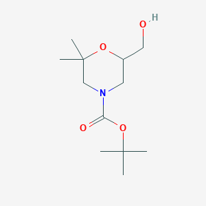 molecular formula C12H23NO4 B1376049 Tert-butyl 6-(hydroxymethyl)-2,2-dimethylmorpholine-4-carboxylate CAS No. 1416439-68-3