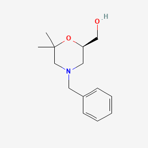 molecular formula C14H21NO2 B1376050 (R)-(4-Benzyl-6,6-dimethylmorpholin-2-YL)methanol CAS No. 1416445-20-9