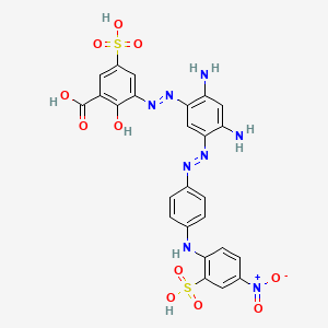 molecular formula C25H20N8O11S2 B13760525 Benzoic acid, 3-((2,4-diamino-5-((4-((4-nitro-2-sulfophenyl)amino)phenyl)azo)phenyl)azo)-2-hydroxy-5-sulfo- CAS No. 70660-45-6