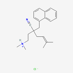 molecular formula C22H29ClN2 B13760619 alpha-(2-Dimethylaminoethyl)-alpha-prenyl-1-naphthylpropionitrile hydrochloride CAS No. 50765-84-9