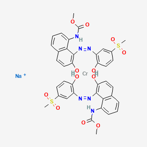 molecular formula C38H34CrN6NaO12S2+ B13760669 Sodium bis(methyl (7-hydroxy-8-((2-hydroxy-5-mesylphenyl)azo)-1-naphthyl)carbamato(2-))chromate(1-) CAS No. 71839-85-5