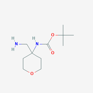 molecular formula C11H22N2O3 B1376075 Tert-butyl (4-(aminomethyl)tetrahydro-2H-pyran-4-YL)carbamate CAS No. 1158759-94-4