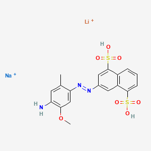 molecular formula C18H17LiN3NaO7S2+2 B13760785 Lithium sodium 3-((4-amino-5-methoxy-2-methylphenyl)azo)-1,5-naphthalenedisulfonate CAS No. 75198-80-0