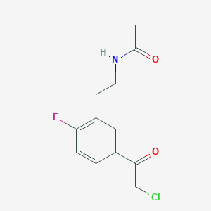 molecular formula C12H13ClFNO2 B1376085 N-{2-[5-(2-chloroacetyl)-2-fluorophenyl]ethyl}acetamide CAS No. 1384427-92-2
