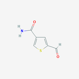 molecular formula C6H5NO2S B1376100 5-Formylthiophene-3-carboxamide CAS No. 1384430-06-1