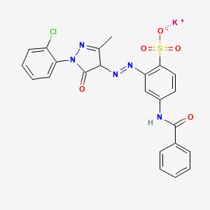 molecular formula C23H17ClKN5O5S B13761030 4-((5-(Benzoylamino)-2-sulfophenyl)azo)-1-(2-chlorophenyl)-3-methyl-2-pyrazolin-5-one, potassium salt CAS No. 68444-07-5