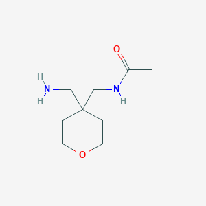 molecular formula C9H18N2O2 B13761033 Acetamide,N-[[4-(aminomethyl)tetrahydro-2H-pyran-4-YL]methyl]- 
