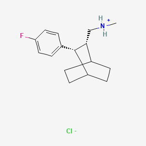 molecular formula C16H23ClFN B13761040 cis-2-(p-Fluorophenyl)-3-methylaminomethylbicyclo(2.2.2)octane, hydrochloride CAS No. 62373-88-0