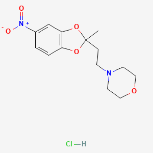 molecular formula C14H19ClN2O5 B13761082 4-[2-(2-Methyl-5-nitro-2H-1,3-benzodioxol-2-yl)ethyl]morpholine--hydrogen chloride (1/1) CAS No. 52400-79-0
