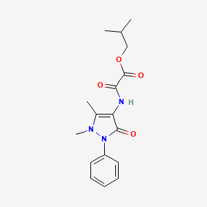 molecular formula C17H21N3O4 B13761155 Acetic acid, ((2,3-dihydro-1,5-dimethyl-3-oxo-2-phenyl-1H-pyrazol-4-yl)amino)oxo-, 2-methylpropyl ester CAS No. 62707-52-2