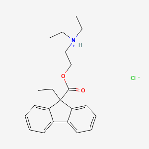 molecular formula C22H28ClNO2 B13761164 diethyl-[2-(9-ethylfluorene-9-carbonyl)oxyethyl]azanium;chloride CAS No. 25389-42-8
