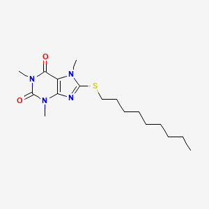 molecular formula C17H28N4O2S B13761195 Caffeine, 8-(nonylthio)- CAS No. 73747-38-3
