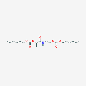 molecular formula C19H35NO7 B13761248 Hexyl 1-[(2-{[(hexyloxy)carbonyl]oxy}ethyl)amino]-1-oxopropan-2-yl carbonate CAS No. 6280-25-7