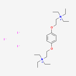 molecular formula C22H42I3N2O2- B13761302 Ammonium, (1,4-phenylenebis(oxyethylene))bis(triethyl-, diiodide CAS No. 5265-98-5