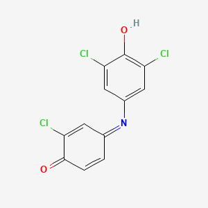 molecular formula C12H6Cl3NO2 B13761349 2,5-Cyclohexadien-1-one, 2,6-dichloro-4-[(3-chloro-4-hydroxyphenyl)imino]- CAS No. 2582-42-5