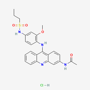molecular formula C25H27ClN4O4S B13761357 1-Propanesulfonanilide, 4'-(3-acetamido-9-acridinylamino)-3'-methoxy-, hydrochloride CAS No. 71802-78-3