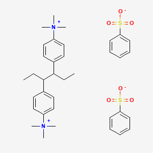 molecular formula C36H48N2O6S2 B13761442 ((1,2-Diethylethylene)di-p-phenylene)bis(trimethylammonium), dibenzenesulfonate CAS No. 24397-06-6