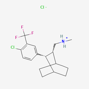 molecular formula C17H22Cl2F3N B13761475 Bicyclo(2.2.2)octane-2-methylamine, 3-(4-chloro-3-trifluoromethylphenyl)-N-methyl-, hydrochloride, (Z)- CAS No. 62374-13-4