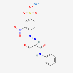 molecular formula C16H13N4NaO7S B13761525 Benzenesulfonic acid, 3-nitro-4-((2-oxo-1-((phenylamino)carbonyl)propyl)azo)-, monosodium salt CAS No. 68834-04-8