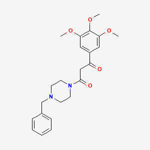 molecular formula C23H28N2O5 B13761835 Piperazine, 1-benzyl-4-((3,4,5-trimethoxybenzoyl)acetyl)- CAS No. 23776-23-0