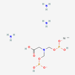 molecular formula C4H18N4NiO8P2 B13761881 Nickelate(3-), (N,N-bis((phosphono-kappaO)methyl)glycinato(5-)-kappaN,kappaO)-, triammonium, (T-4)- CAS No. 68025-40-1